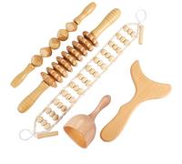 Outils de massage pour thérapie du bois - Kit professionnel Maderoterapia - Outils de sculpture du corps pour drainage lymphatique et anti-cellulite. Rouleau de massage en bois Rpoe pour soulager les