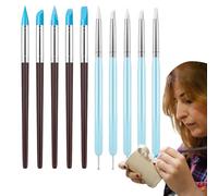 Outils de moulage en silicone - Lot de 10 pointes flexibles pour sculpture | Set artistique | Crayons doubles pour poterie, céramique, pâte polymère, liquide de masquage, huile, gâteau