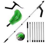 Outils de nettoyage de gouttière 2 en 1, 320 cm, outils télescopiques de nettoyage de gouttière avec brosse et pelle à feuilles, nettoyeur de gouttière avec 8 sections télescopiques pour feuilles,