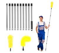 Outils de nettoyage de gouttière, 4 m télescopique, nettoyeur de gouttière avec 10 poteaux extensibles, brosse de nettoyage de gouttière de toit portable pour nettoyer les feuilles, les débris, les
