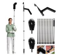 Outils de nettoyage de gouttière, brosse de nettoyage de gouttière de 4,3 m de long avec pelle de nettoyage, 2 têtes de brosse, 11 poteaux, brosse télescopique réglable pour enlever les débris de