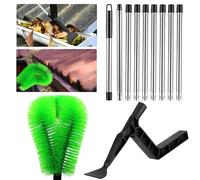 Outils de Nettoyage de gouttière de 390 cm avec 9 Sections pour Nettoyer Les gouttières du Sol, Brosse de Nettoyage de gouttière réglable du Sol, Brosse Multifonction à Manche étendu, Brosse de