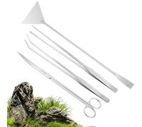 Outils de Nettoyage de Terrarium,Kit de Nettoyage pour Baignoire à Poissons de 4 pièces | Set de Pinces Ciseaux et spatule pour Entretien Quotidien Maison Bureau Culture algues