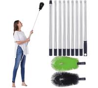 Outils de nettoyant de gouttières à partir du Sol, 1 réglage des Outils nettoyant gouttière à partir du Sol - poignée et Pinceau rétractables, Portables, sûrs et Stables pour Le Nettoyage des