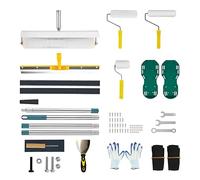 Outils de nivellement automatique à pointes - Râteau auto-nivelant - Outil de peinture époxy, grattoir en acier inoxydable, truelle, chaussures à pointes, rouleaux de peinture, kit d'outils de ciment