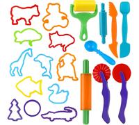 Outils de Pâte À Modeler Play doh Moules Kit pour Argile Pâte à Modeler20 pièces Dough Tools D'accessoires de Jouet de Pâte de Kit de Clay pour Enfants Forme animale(Couleur Aléatoire)
