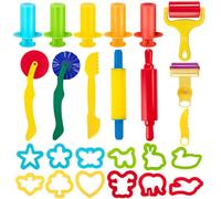 Outils de Pâte À Modeler pour Enfants, 25 Pièces Kit d'outils de Modèles et Moules en Plastique pour Argile, Rouleau à Pâtisserie, Cutters Le Extrudeuses, Jouet éducatif pour Garçons et Filles