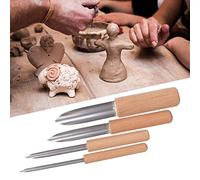 Outils de Poterie 4 Pièces, Découpeurs Semi-Ronds avec Poignée en Bois, pour Argile Céramique et Polymère
