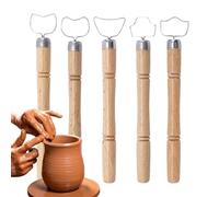 Outils de poterie léger avec manche en bois pour façonner, modeler, | Lot de 5 grattoirs en forme de polymère pour creuser et texturer, pour débutants, hommes, femmes et