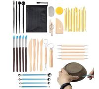 Outils de sculpture de poterie - Kit de fabrication de céramique pour adultes avec sac de rangement - Dispositif de modelage d'argile à prise en main confortable pour façonner le meulage