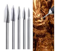 Outils de Sculpture sur Bois, 5 PCS Ensemble de Mèches de Gravure HSS, Outil de Meulage pour l'Artisanat du Bois, Travail du bois, Tige 1/8", Adaptation Universelle pour Outils Rotatifs