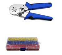 Outils de sertissage Tube Bootlace Bornes VE Et TE Pince À Sertir Et Borne Min 0.08mm Max 16mm Set Outils À Main Sertisseuse 4/6 Côté HSC8 6-4 6-6 10S(6-6L-1020Pcs Set)