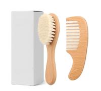 Outils De Soins Capillaires Doux Pour Nouveau-nés Avec Brosse En Laine Cuir Chevelu Doux Et Ensemble Peignes En Bois Un Massage Apaisant Des Cheveux Nourrissons