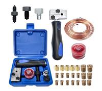 Outils D'évasement de Tuyaux de Frein pour Evasement DIN, Outil à Double Évasement 7,62m Ø 4,75mm Kit Réparation Tuyau de Frein avec 16 Raccords + 5 Connecteurs pour Conduites de Frein Ou Hydrauliques