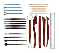 Outils En Argile Polymère 24 Pièces, Outils De Sculpture En Argile À Modeler 5 Pièces D'outils De Pointillage En Bois + 5 Stylos À Pointe En Caoutchouc + 4 Outils De Stylet À Bille + 4 Pièces