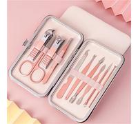 Outils Ensemble de manucure en acier inoxydable Coupe-ongles Ciseaux à peau morte Outils à ongles à rainure pour ongles, Ensemble de 10 pièces rose