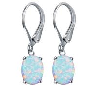 Outils Examen Baguier Bijoux Leverback Opal Dangle Drop Earrings For Women Girls Gold Plated Teardrop Earrings Women Birthday Jewellery Oval Dangle Leverback Earrings Accessoires (Silver, One Size)