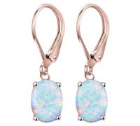 Outils Examen Baguier Bijoux Leverback Opal Dangle Drop Earrings For Women Girls Gold Plated Teardrop Earrings Women Birthday Jewellery Oval Dangle Leverback Earrings Accessoires (Rose Gold, One Size)