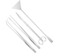 Outils pour Aquarium - Kit de Nettoyage pour Terrarium 4 Pièces - Spatule Ciseaux en Acier Inoxydable pour Entretien Aquarium Élimination Algues Nourrissage Quotidien