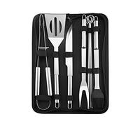 Outils pour Barbecue, Ensemble d'ustensiles de Barbecue en Acier Inoxydable, spatule, Fourchette, Pince, Couteau, Brosse, brochettes, ustensiles de Barbecue, Camping, Cuisine en Plein air(9pcs)