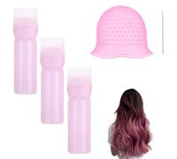Outils pour Cheveux,5 Pièces,Set de Bonnet de Mèches en Silicone,Bouteilles Applicateur,Peigne Huile Cheveux,Idéal pour Coloration Capillaire DIY, Facile à Utiliser, Pour Femmes et Filles