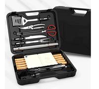Outils pour grillades, Ensemble d'accessoires for Barbecue, ustensiles de Cuisson avec Pinces, fourchettes et Brosse