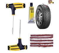 Outils pour la Réparation des Pneus, Ensemble d'Outils d'Insertion Gaget avec Boîte de Rangement, Trousse de Réparation pour Pneus, Pour Moto Automobile Extérieur Camping Voyage Garage Débutant