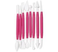 Outils pour pâte à sucre - SCRAPCOOKING - Lot de 8 - Double embouts (16 fonctions) - Blanc/Rose