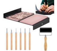 Outils pour sculpter des blocs d'impression, outils pour sculpter des blocs de bois, ensemble de découpeurs de gravure Linogravure avec rouleau d'encre, kit d'outils d'impression en bloc,