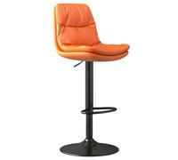 Outils réglables à barre haute avec sièges de cuisine rotatifs en cuir synthétique orange pour salle à manger et comptoir, cuisine moderne