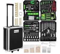 Outils - TECTAKE - Caisse à outils en aluminium 1200 pièces, 4 niveaux, avec chariot et serrures - Noir