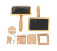 Outils Tricot en Bois, 8 Pièces Mesures Précises, Portable et Durable - Jauge de Densité de Laine, Peigne pour Toison, Pour Tricot, Toilettage Animal et Artisanat