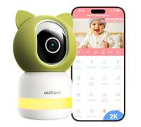Outinput 2K/4MP WiFi Babyphone Camera, PTZ 355°Caméra Surveillance Sécurité Intérieur, Berceuses, Veilleuse Douce, Vision Nocturne, Mouvement/Pleurs/température/alertes d'humidité, pour Bébé/Animaux