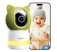 Outinput Moniteur de bébé intelligent 2K 4MP - Moniteur de bébé PTZ WiFi à 355° avec caméra et vision nocturne, détection de pleurs, détecteur de mouvement et suivi, rappel d'alimentation