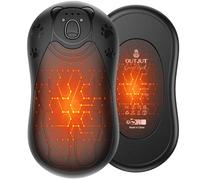 OUTJUT Chauffe Main Electrique 2 en 1 Noir, Chaufferette Main Reutilisable, 3 Niveaux de Chauffe, 12000mAh Rechargeable par USB, Cadeaux Hiver Unisexes, pour Camping et Sports en Extérieur