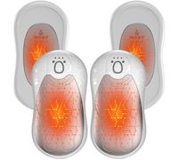 OUTJUT Chauffe Main Electrique 4PCS, Chaufferette Main Reutilisable, 3 Niveaux de Chauffe, 12000mAh Rechargeable par USB, Cadeaux Hiver Unisexes, pour Camping et Sports en Extérieur (Blanc)