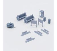 Outland Models Ensemble d'accessoires de gare ferroviaire : cabine téléphonique, banc, poubelle... échelle 1:160 N