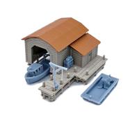 Outland Models Ensemble de maison bateau avec bateau et jetée Échelle 1:160 N