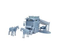 Outland Models HO Échelle 1:87 Western Model Kit - Old West Horse Carriage Camp Wagon avec tente latérale, 2 chevaux, 2 figurines - Train de loisirs