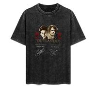 Outlander Signature of Claire Fraser Jamie Fraser Black T-Shirt Printed Tee Graphic Top for Men Unisex Shirt L