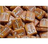 Outlet 10 Grams Anchor Design Rectangle Beads, 18 x 12 mm, Opaque Yellow Copper Splash Silver Lined (93100-86750-54301), Glass, Czech Republic