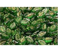 Outlet 50220-54302 Lot de 10 g de perles en forme de feuille de laurier, 6 x 12 mm, transparent, vert, doré, verre, République tchèque