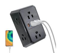 Outlet Extender - Six Wall Splitter, Multiple Plug Adapter, Charging USB Ports, Home Travel Dorm School Supplies, Hotel Business Trip Accessory, White Socket Power Expander