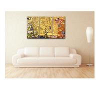 Legendarte - Tableau, Impression Sur Toile - L'Arbre De Vie (3 Cadres) Gustav Klimt cm. 150x90 (3 panneaux)