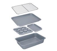 OUTLET MasterClass Set de Plaques à pâtisserie empilables fr, revêtement polyvalent et anti-adhésif, acier au carbone fr, 5 pièces, 41,5 x 31,5 x 9,5 cm, empilées