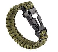 OUTLETISSIMO® BRACELET PARACORD 3 IN1 MILITAIRE FEU SIFFET SURVIVAL VERT ET103, 22.5 cm, Acrylonitrile butadiène styrène Nylon Pierre