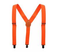 OUTLETISSIMO® BRETELLES ORANGE HOMME FEMME UNISEX ÉLASTIQUES RÉGLABLES 3 CLIP 2,5 CM, orange., Taille Unique