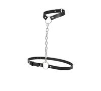 Outletissimo® Collier Harnais Cuir Noir Punk Gothique Harnais Poitrine Ceinture Ceinture Harnais Collier Avec Chaîne Acier ET154, taglia unica, zamak, zamak