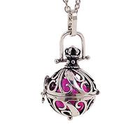 OUTLETISSIMO® Collier pendentif Appel Anges BOLA Mexicaine Boule Rose 2,6 cm Chaîne 126 cm ET84, zamak, Argent