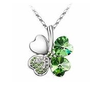 Outletissimo collier pendentif trèfle à 4 feuilles porte-bonheur Swarovski Elements vert